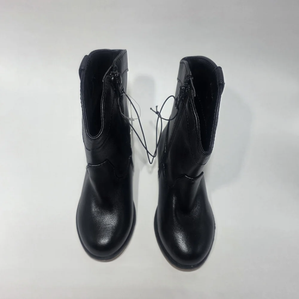 Cat & Jack Girls Black Star Embellished Cowboy Boots Size 8 Toddler Side Zip